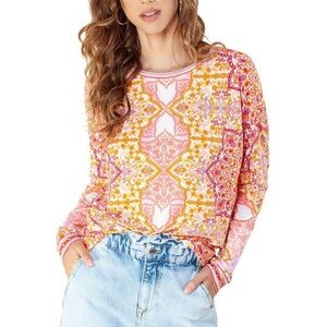 NWT Hale Bob Maya Jersey Pink Orange Top Large